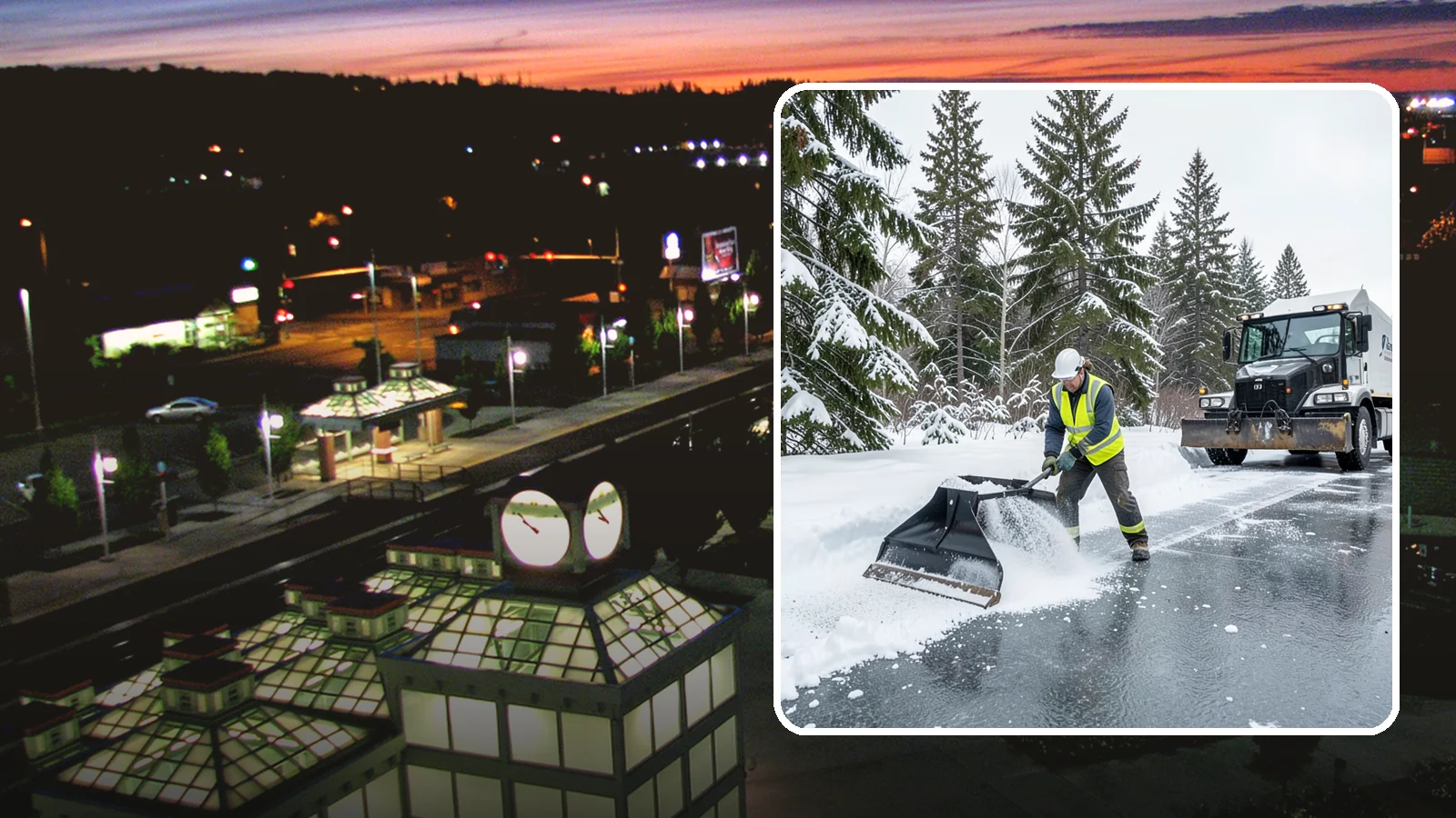 Rock Salt Application in Auburn, King County, WA - Rock salt application melts existing ice and packed snow on Western Washington pavement once temperatures sit above the low 20s.