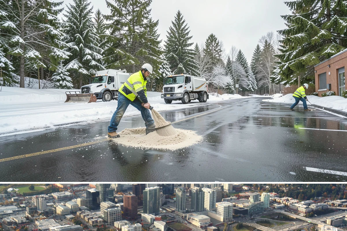 Rock Salt Application in Bellevue, King County, WA - Most rock salt work in Western Washington falls between late November and February during arctic outflow events and post-frontal...