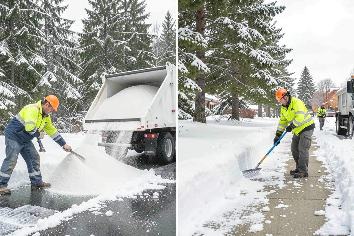 Rock Salt Application in Carbonado, Pierce County, WA - Clear loose snow by plow or shovel so salt contacts the ice layer directly