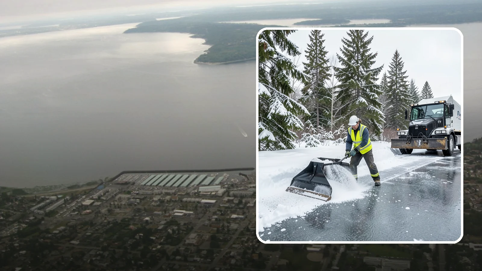 Rock Salt Application in Des Moines, King County, WA - Rock salt application melts existing ice and packed snow on Western Washington pavement once temperatures sit above the low 20s.