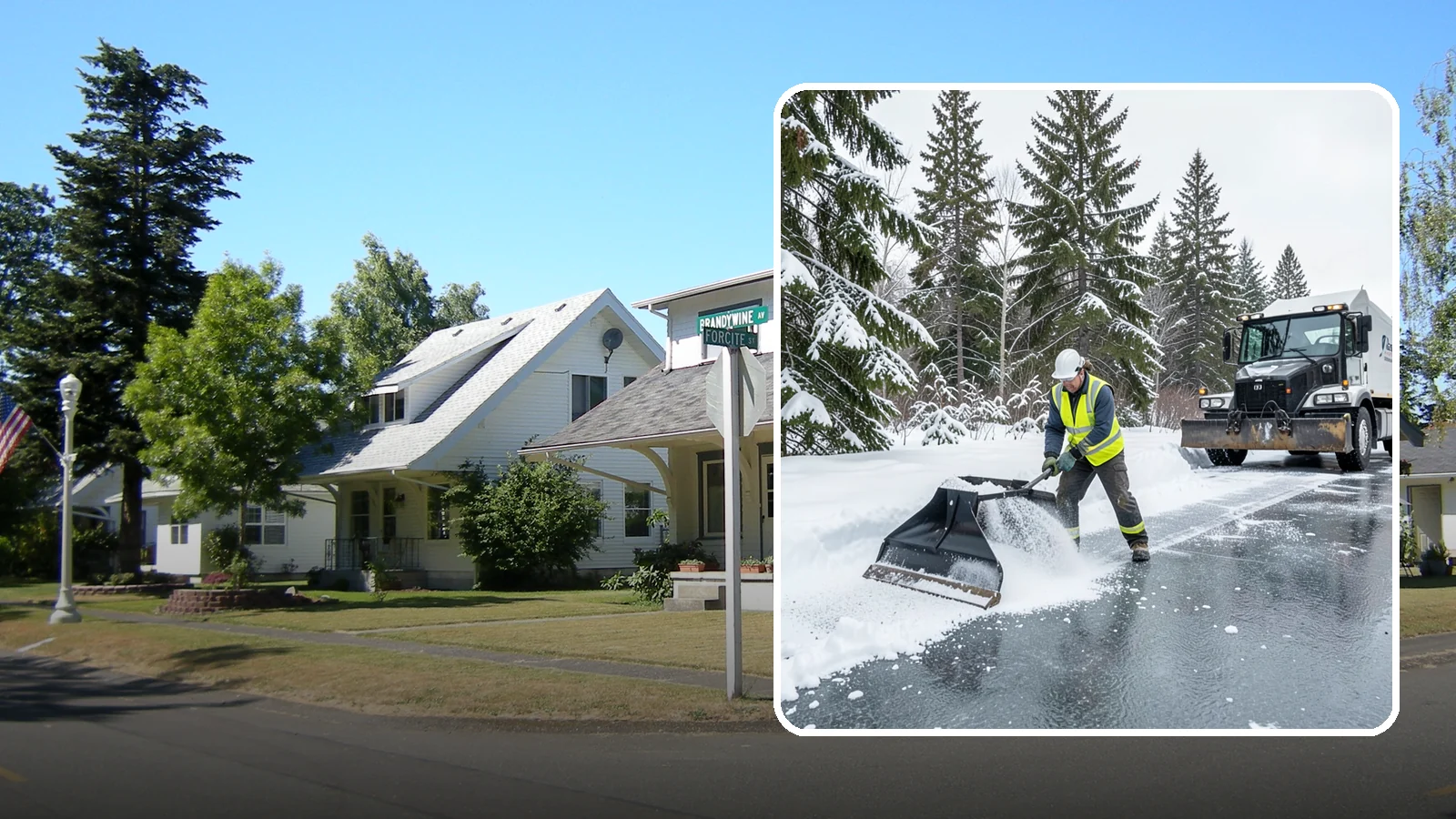 Rock Salt Application in DuPont, Pierce County, WA - Rock salt application melts existing ice and packed snow on Western Washington pavement once temperatures sit above the low 20s.