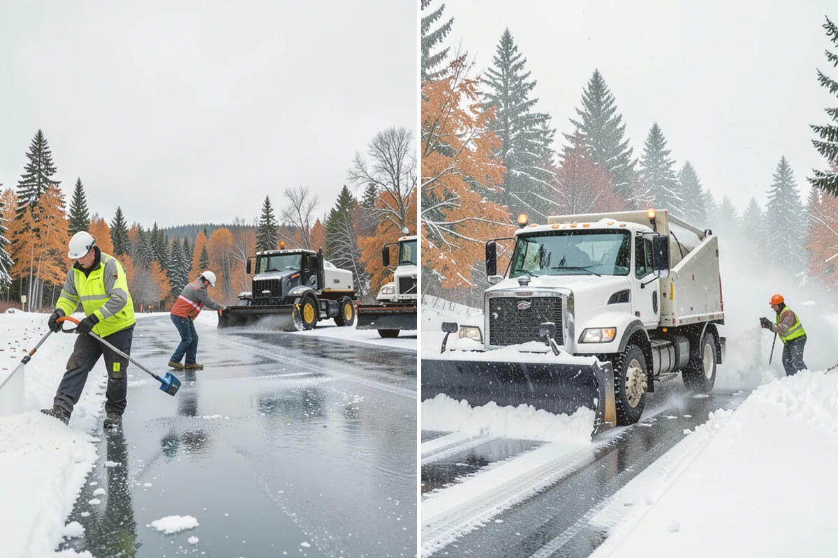 Rock Salt Application in Eatonville, Pierce County, WA - Clear loose snow by plow or shovel so salt contacts the ice layer directly