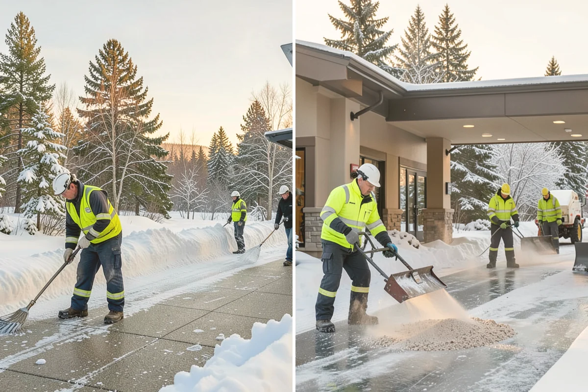 Rock Salt Application in Edmonds, Snohomish County, WA - Clear loose snow by plow or shovel so salt contacts the ice layer directly