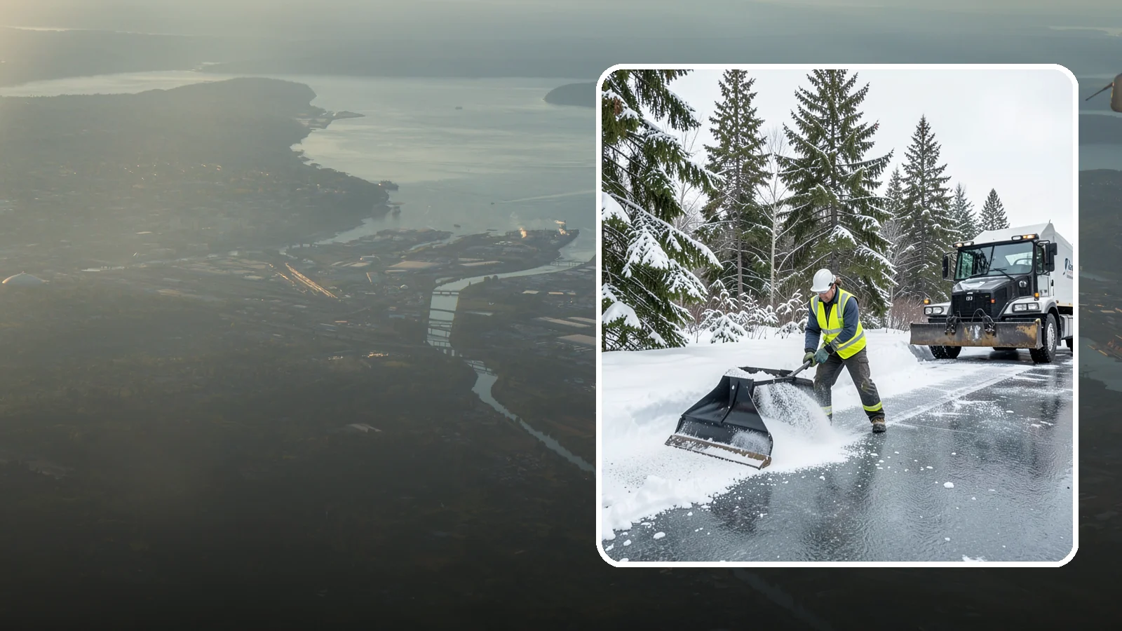 Rock Salt Application in Fife, Pierce County, WA - Rock salt application melts existing ice and packed snow on Western Washington pavement once temperatures sit above the low 20s.