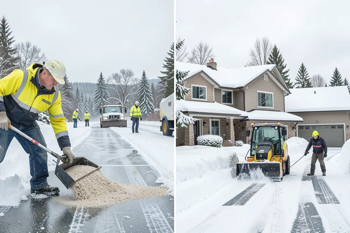 Rock Salt Application in Gold Bar, Snohomish County, WA - Clear loose snow by plow or shovel so salt contacts the ice layer directly