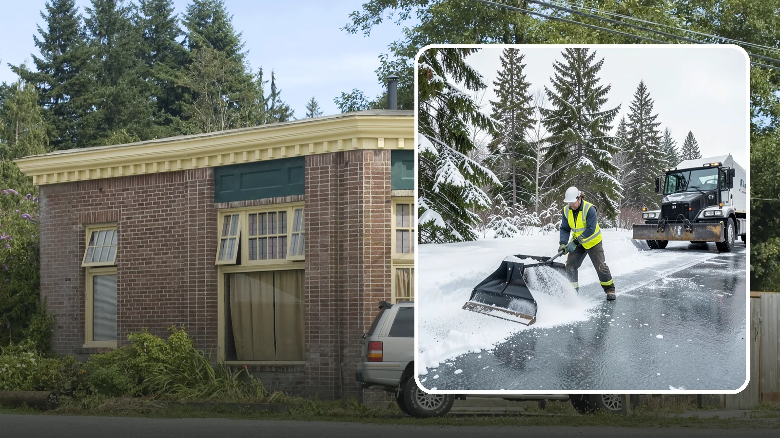 Rock Salt Application in Hamilton, Skagit County, WA - Rock salt application melts existing ice and packed snow on Western Washington pavement once temperatures sit above the low 20s.