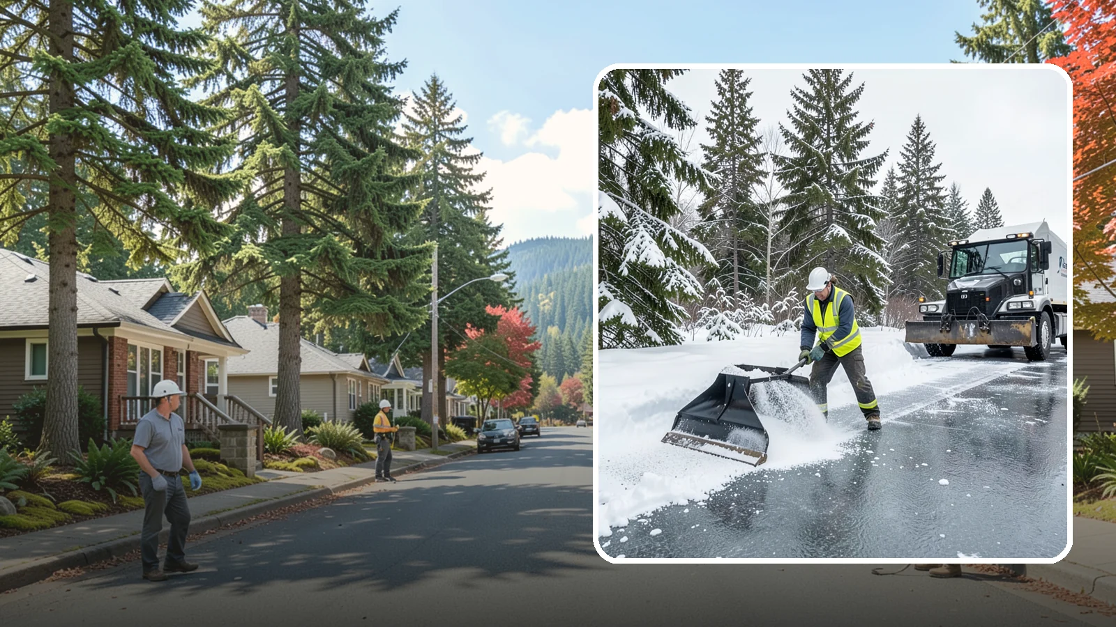 Rock Salt Application in Hunts Point, King County, WA - Rock salt application melts existing ice and packed snow on Western Washington pavement once temperatures sit above the low 20s.