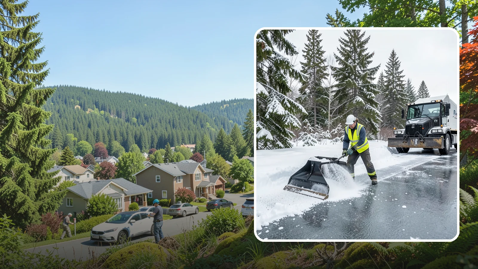 Rock Salt Application in Index, Snohomish County, WA - Rock salt application melts existing ice and packed snow on Western Washington pavement once temperatures sit above the low 20s.