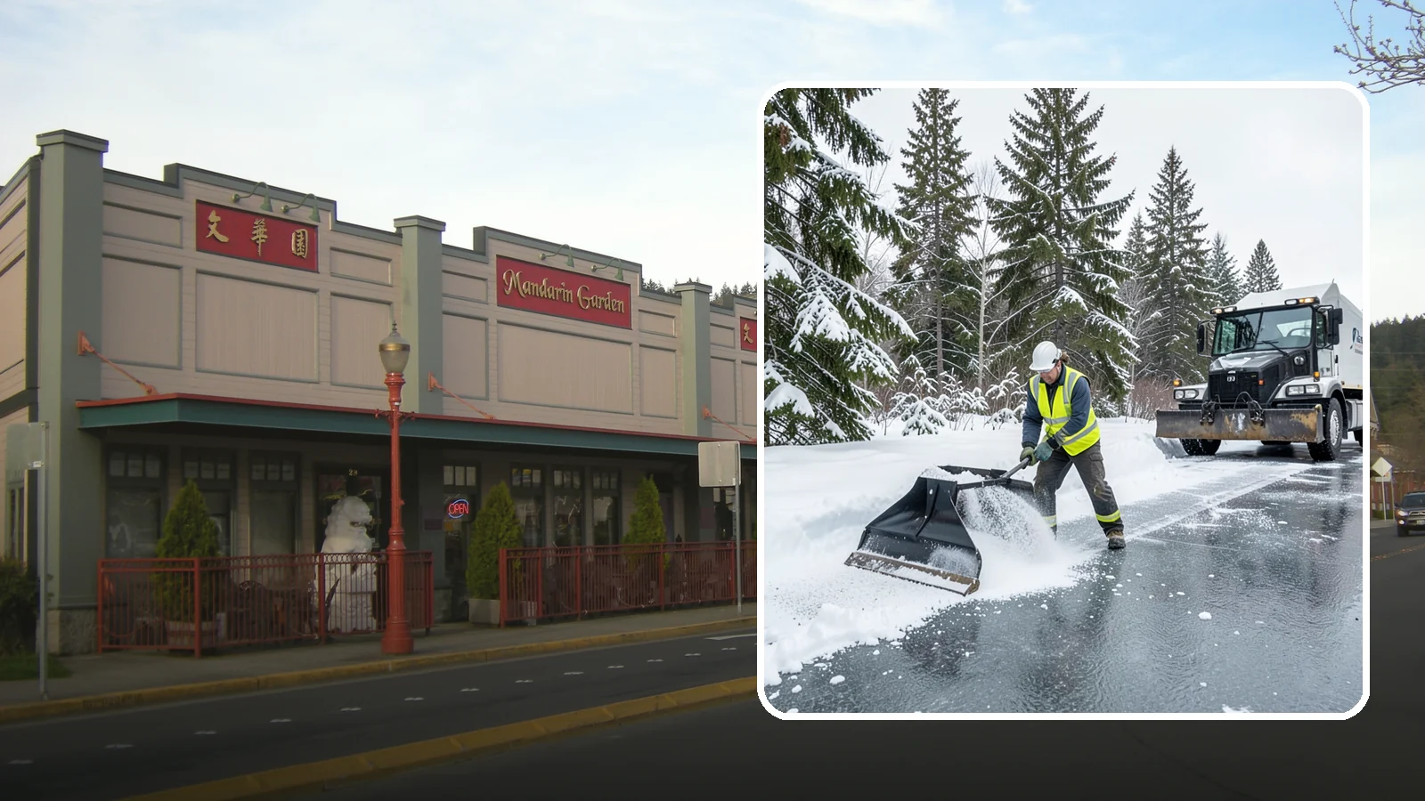 Rock Salt Application in Issaquah, King County, WA - Rock salt application melts existing ice and packed snow on Western Washington pavement once temperatures sit above the low 20s.