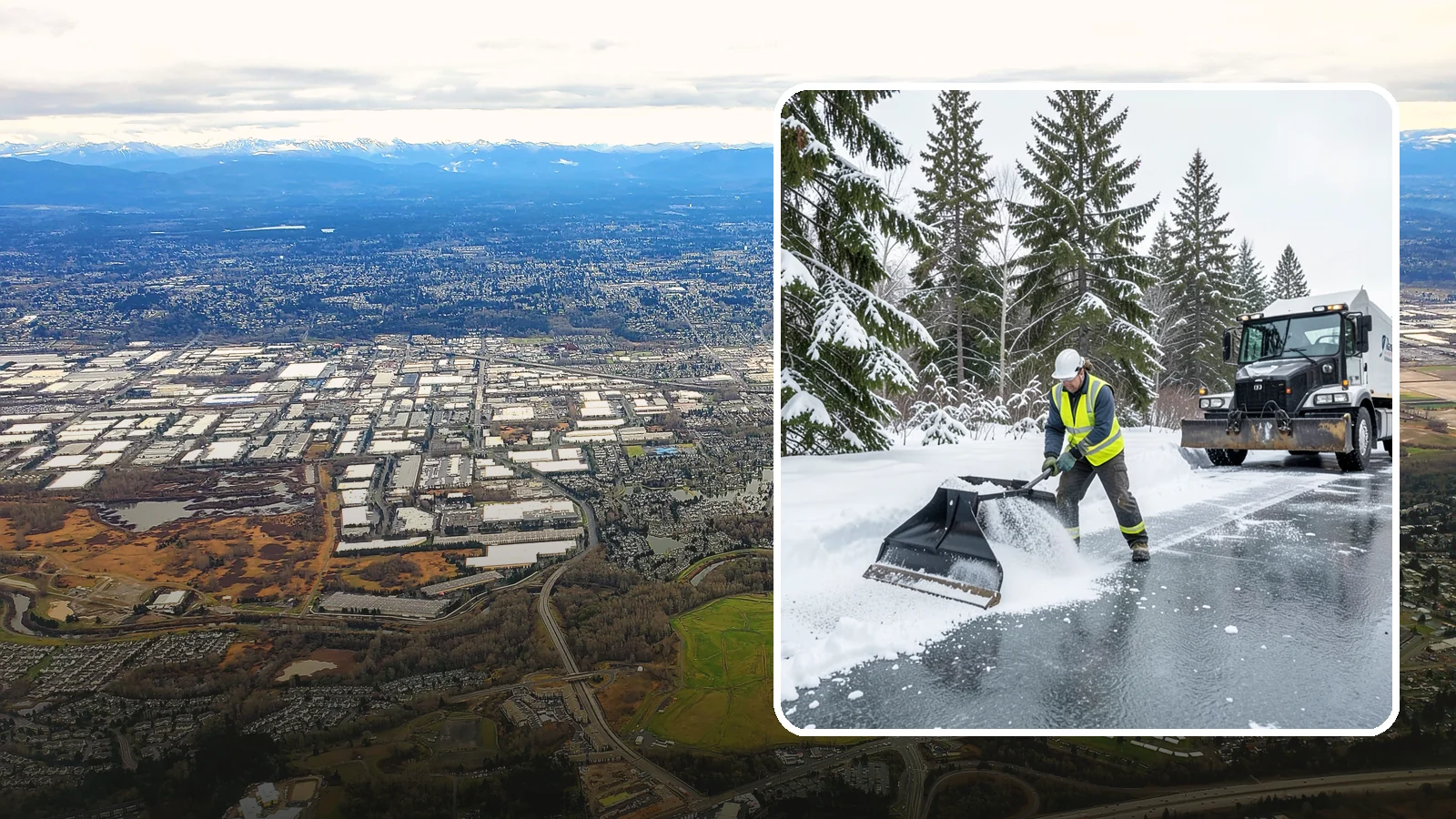 Rock Salt Application in Kent, King County, WA - Rock salt application melts existing ice and packed snow on Western Washington pavement once temperatures sit above the low 20s.