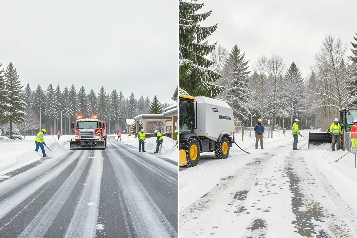 Rock Salt Application in Langley, Island County, WA - Clear loose snow by plow or shovel so salt contacts the ice layer directly