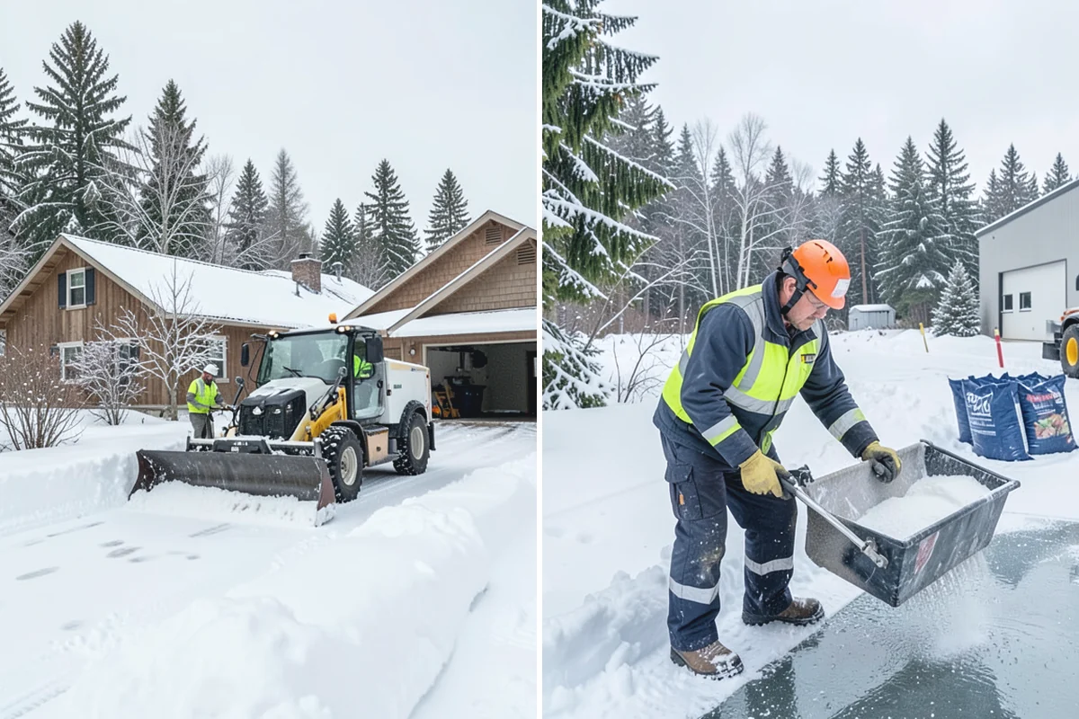 Rock Salt Application in Medina, King County, WA - Clear loose snow by plow or shovel so salt contacts the ice layer directly