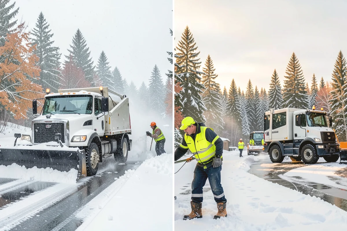 Rock Salt Application in Mukilteo, Snohomish County, WA - Clear loose snow by plow or shovel so salt contacts the ice layer directly