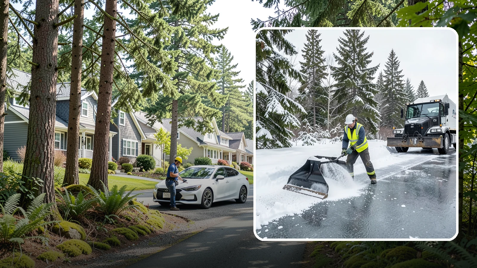 Rock Salt Application in Normandy Park, King County, WA - Rock salt application melts existing ice and packed snow on Western Washington pavement once temperatures sit above the low 20s.