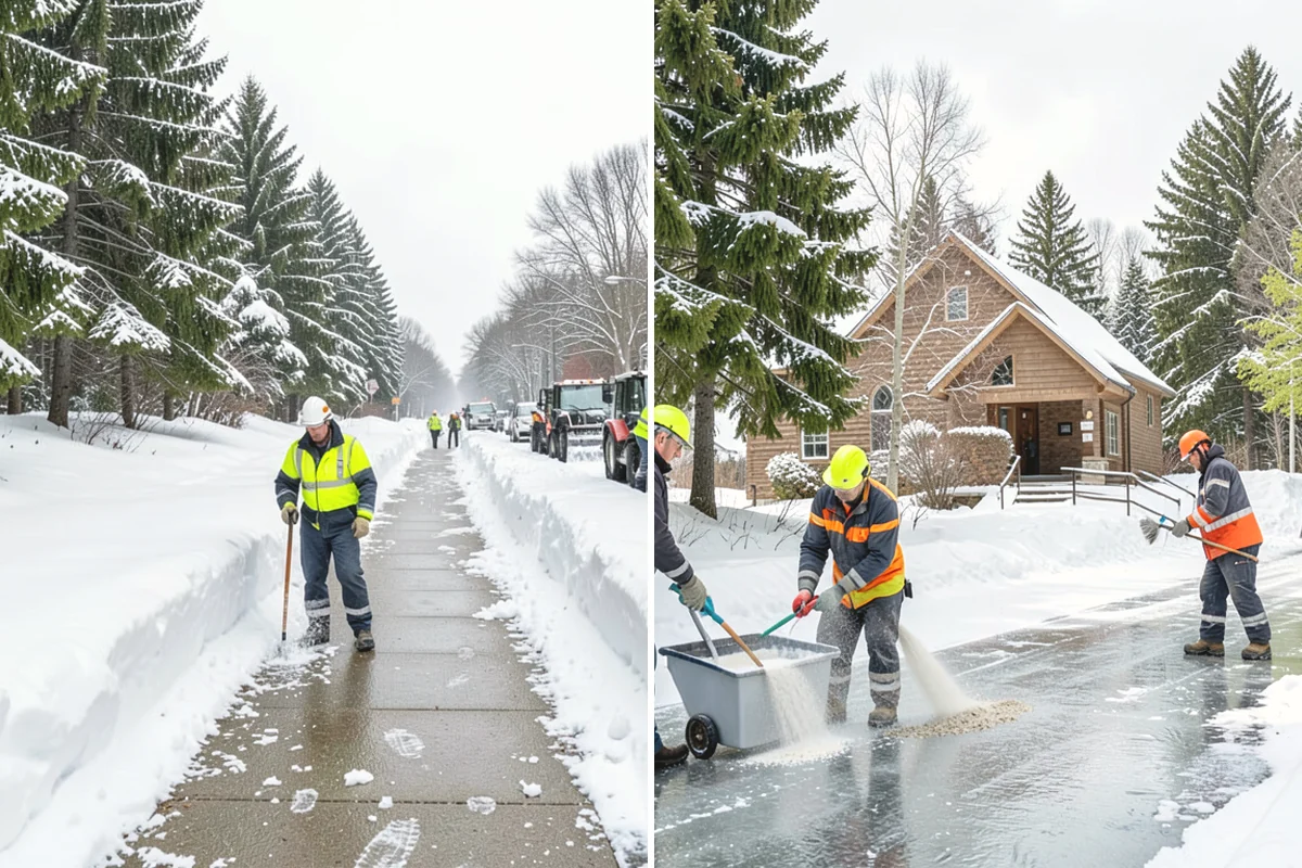 Rock Salt Application in Oak Harbor, Island County, WA - Clear loose snow by plow or shovel so salt contacts the ice layer directly