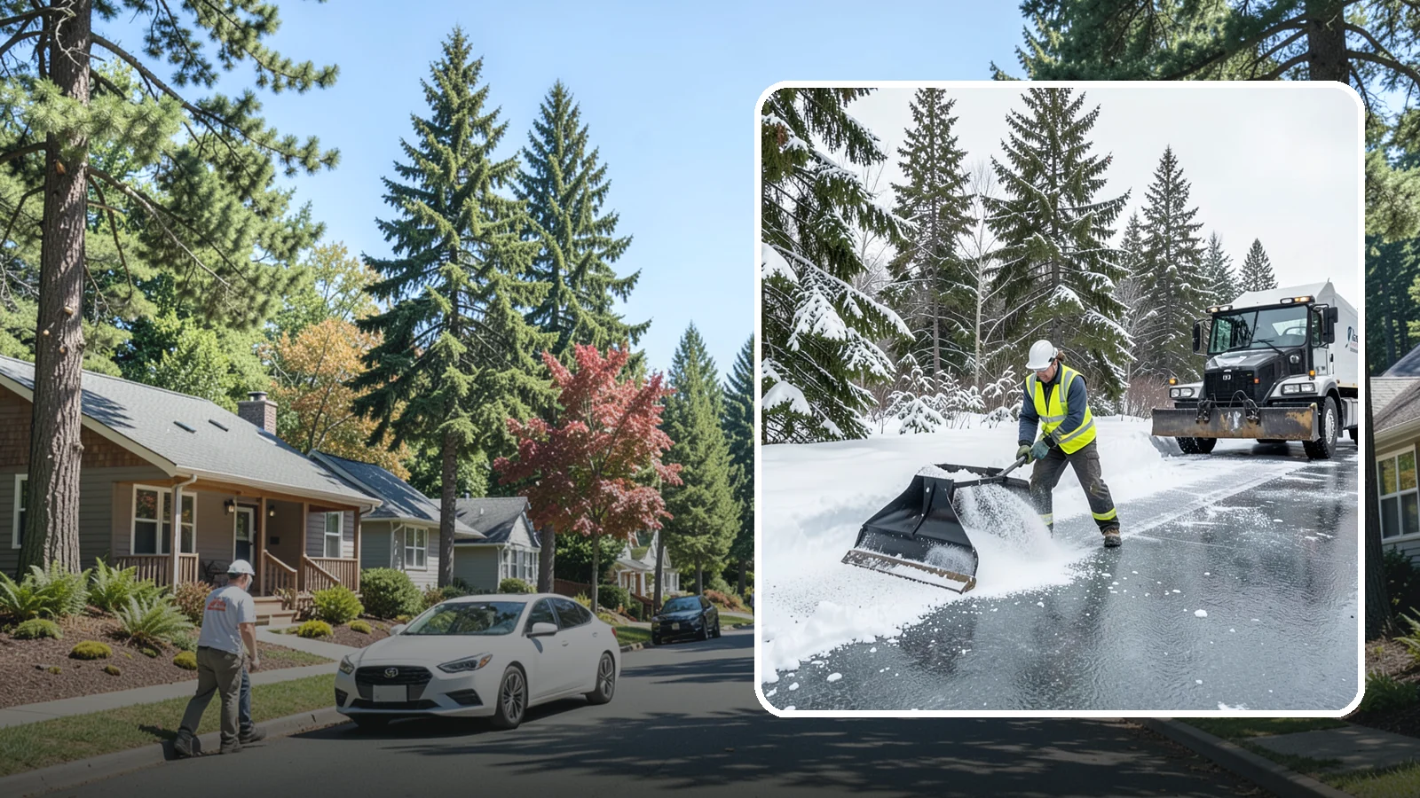 Rock Salt Application in Orting, Pierce County, WA - Rock salt application melts existing ice and packed snow on Western Washington pavement once temperatures sit above the low 20s.