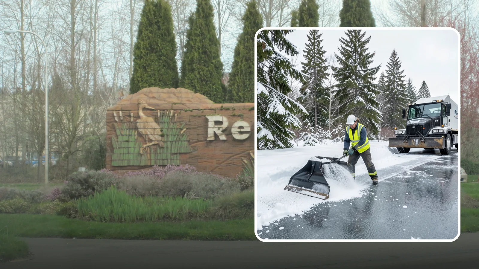 Rock Salt Application in Renton, King County, WA - Rock salt application melts existing ice and packed snow on Western Washington pavement once temperatures sit above the low 20s.