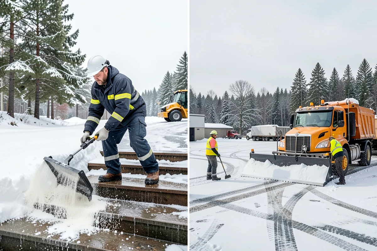 Rock Salt Application in SeaTac, King County, WA - Clear loose snow by plow or shovel so salt contacts the ice layer directly