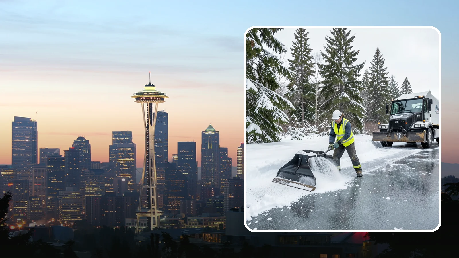 Rock Salt Application in Seattle, King County, WA - Rock salt application melts existing ice and packed snow on Western Washington pavement once temperatures sit above the low 20s.