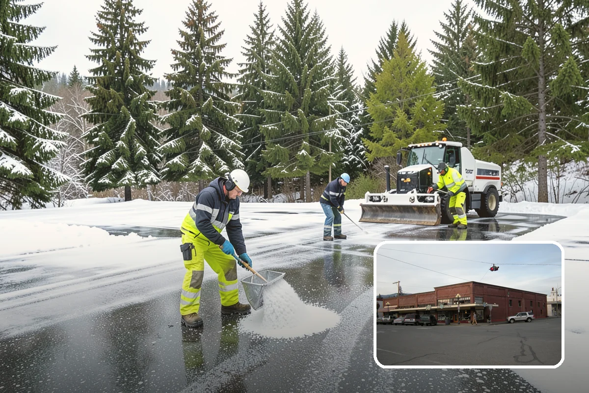 Rock Salt Application in Sedro-Woolley, Skagit County, WA - Fast, budget-friendly melting for the region's typical above-20-degree ice events
