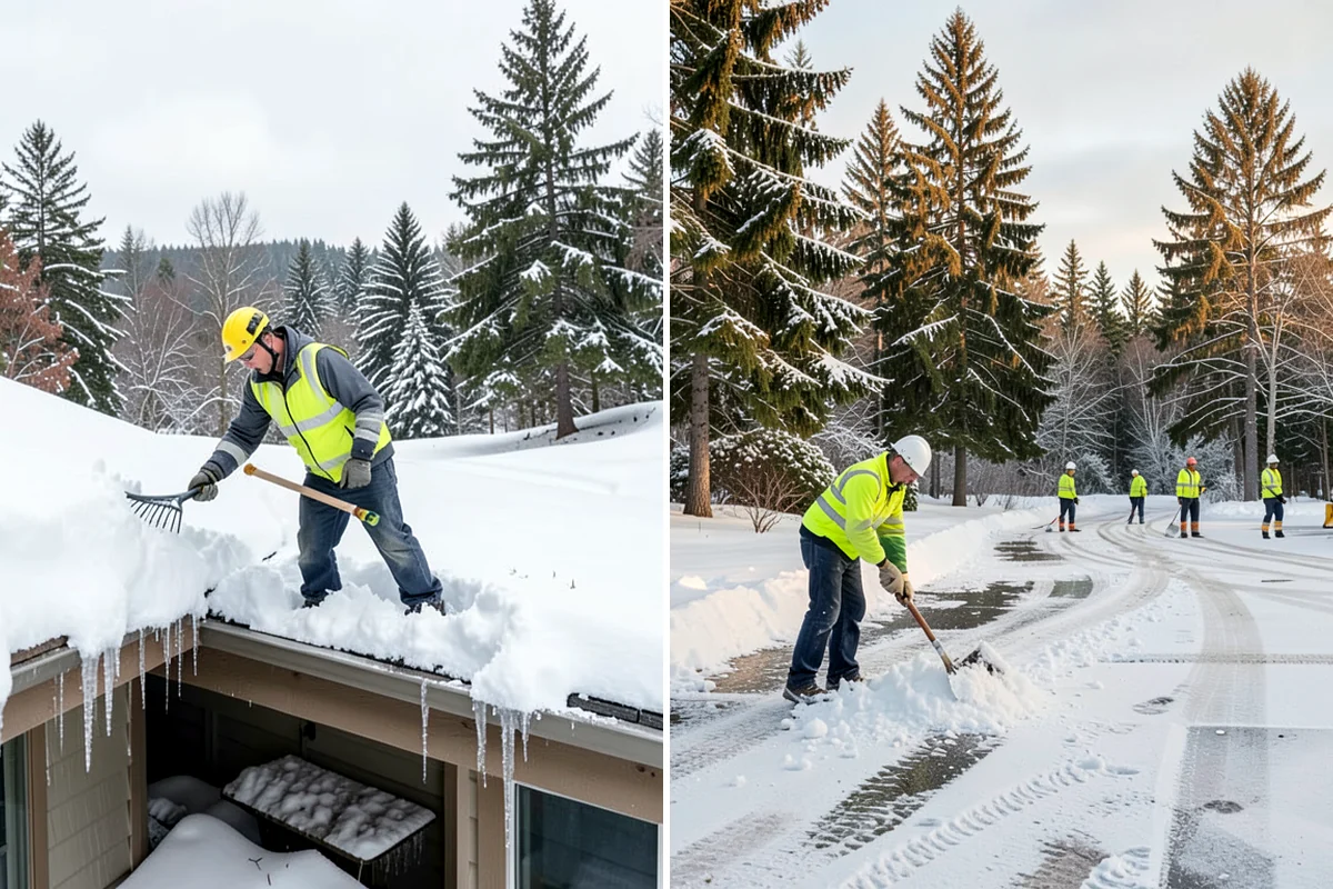 Rock Salt Application in Shoreline, King County, WA - Clear loose snow by plow or shovel so salt contacts the ice layer directly