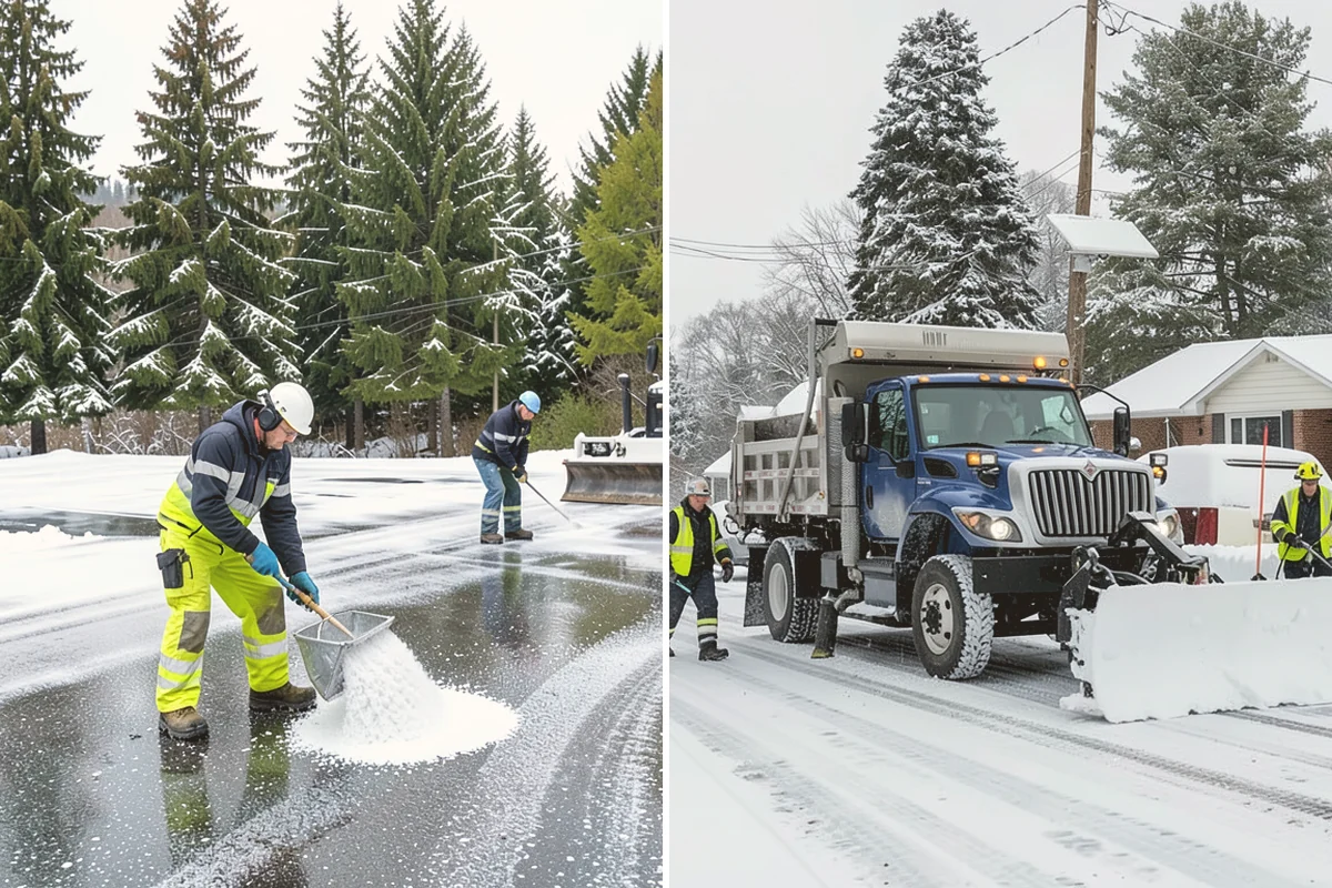 Rock Salt Application in Snohomish, Snohomish County, WA - Clear loose snow by plow or shovel so salt contacts the ice layer directly