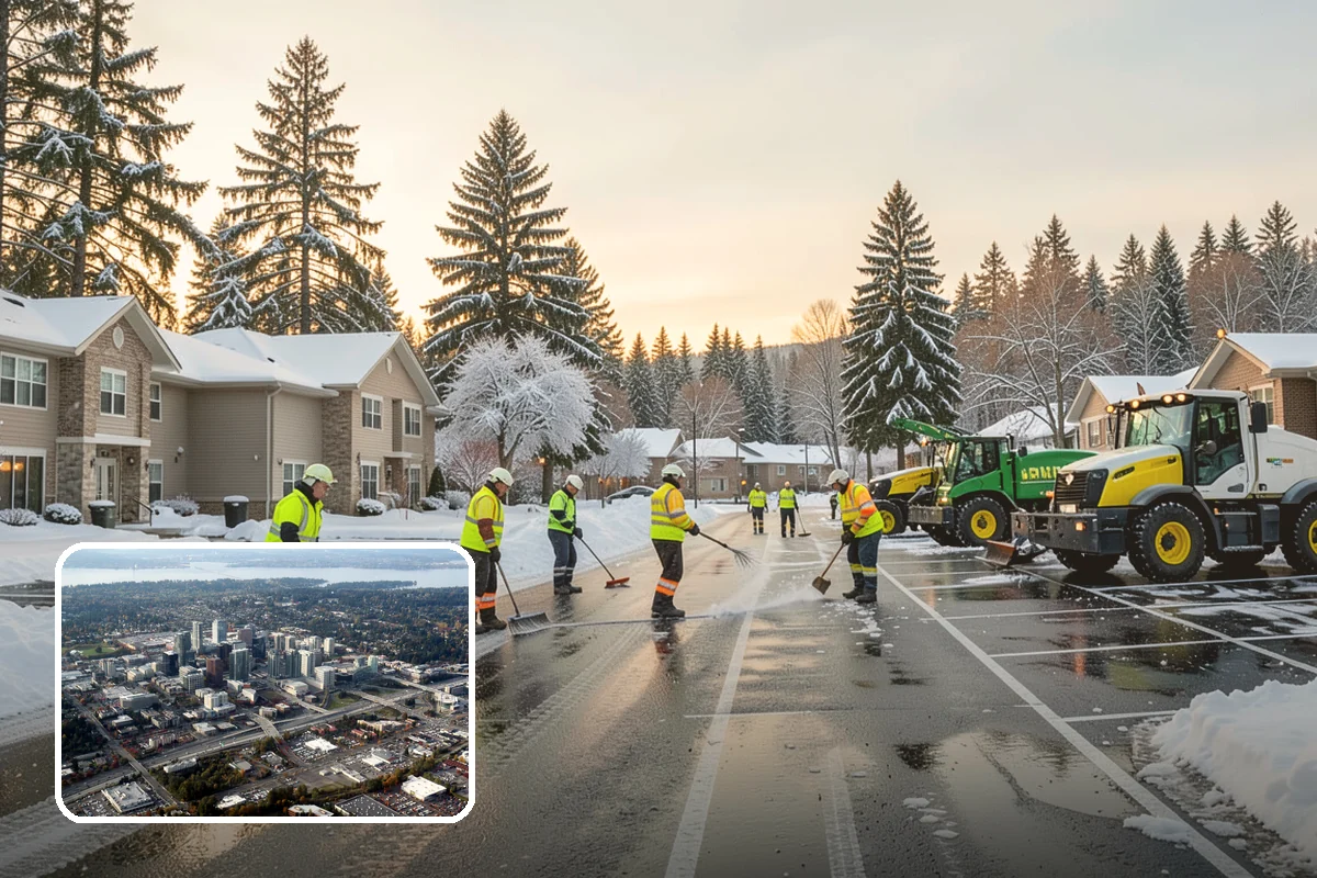 Roof Access Snow Clearing in Bellevue, King County, WA - Keeps rooftop equipment serviceable through winter