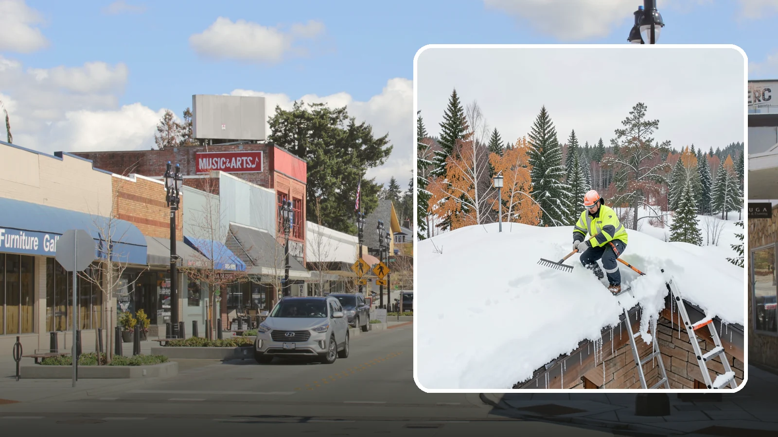 Roof Access Snow Clearing in Bothell, King County, WA - We clear snow from rooftop access points, ladders, and hatches so maintenance and emergency crews can safely reach equipment...