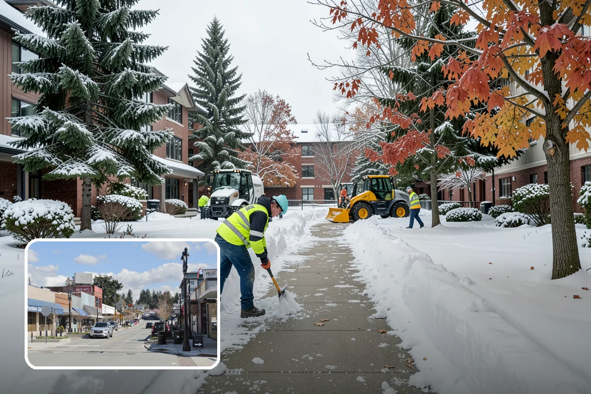 Roof Access Snow Clearing in Bothell, King County, WA - Keeps rooftop equipment serviceable through winter