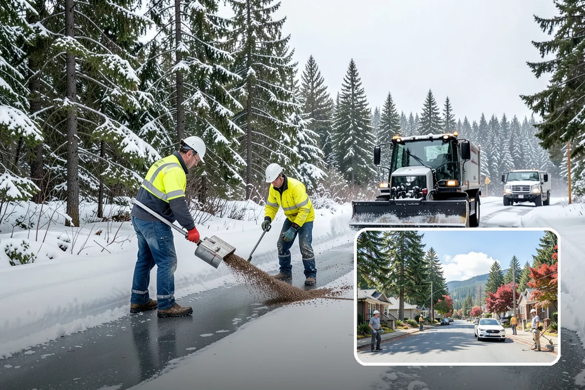 Roof Access Snow Clearing in Hunts Point, King County, WA - Keeps rooftop equipment serviceable through winter