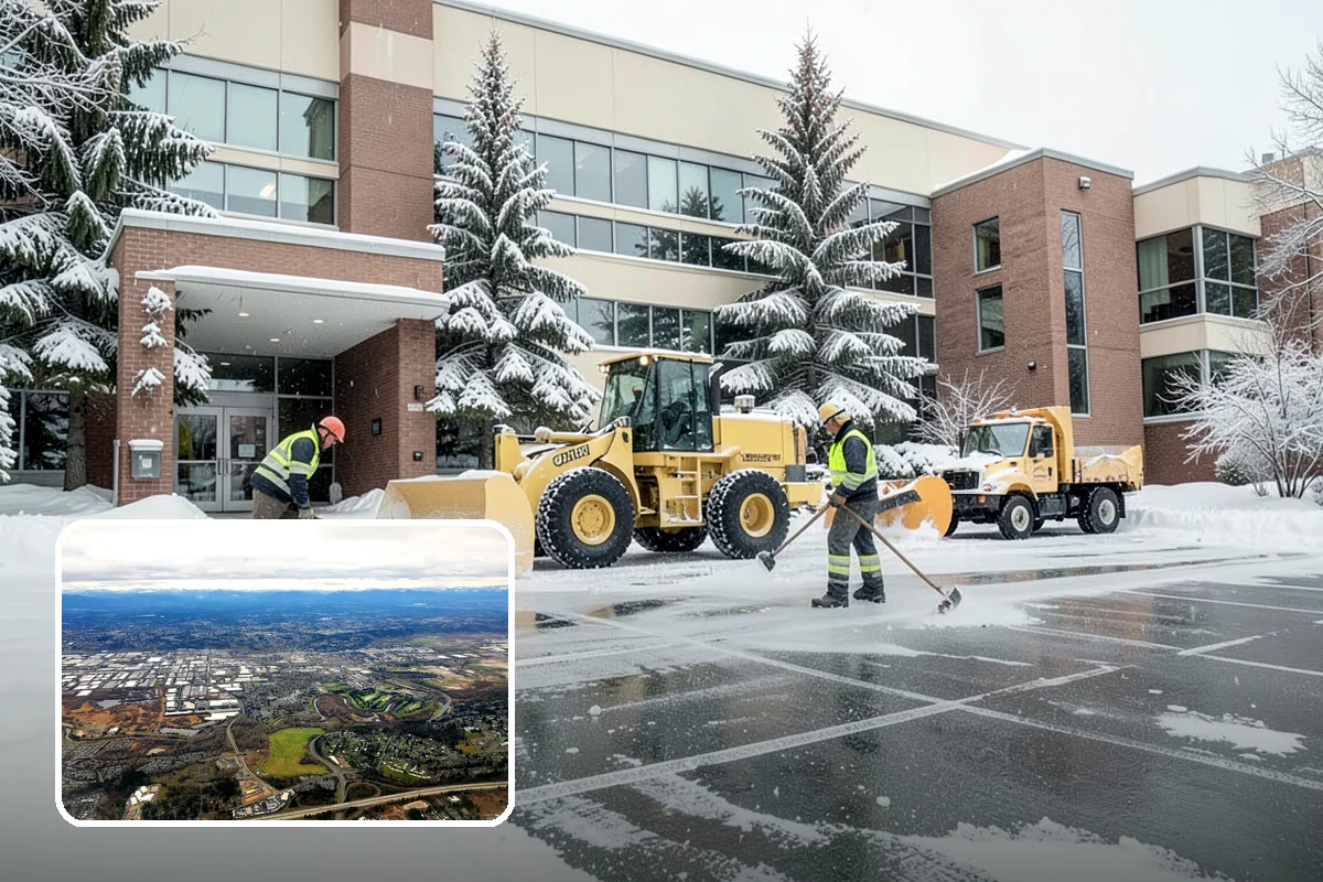 Roof Access Snow Clearing in Kent, King County, WA - Keeps rooftop equipment serviceable through winter