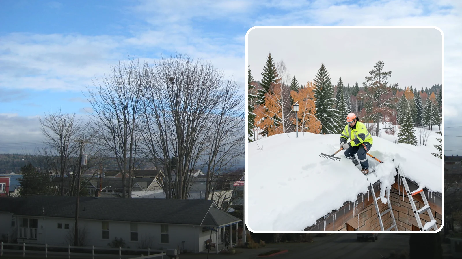 Roof Access Snow Clearing in Langley, Island County, WA - We clear snow from rooftop access points, ladders, and hatches so maintenance and emergency crews can safely reach equipment...