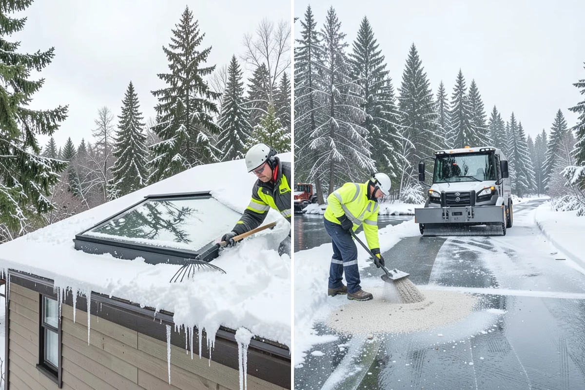 Roof Access Snow Clearing in Medina, King County, WA - We assess the access route, ladder, and hatch condition