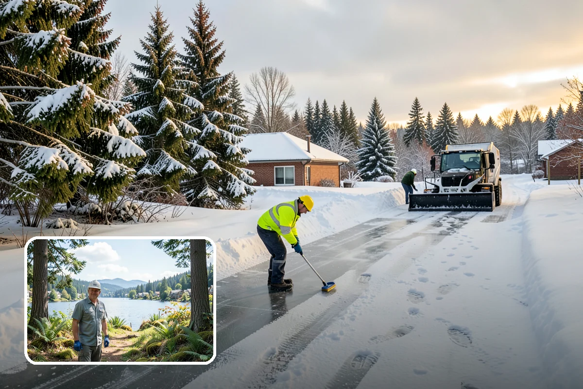 Roof Access Snow Clearing in Milton, King County, WA - Keeps rooftop equipment serviceable through winter