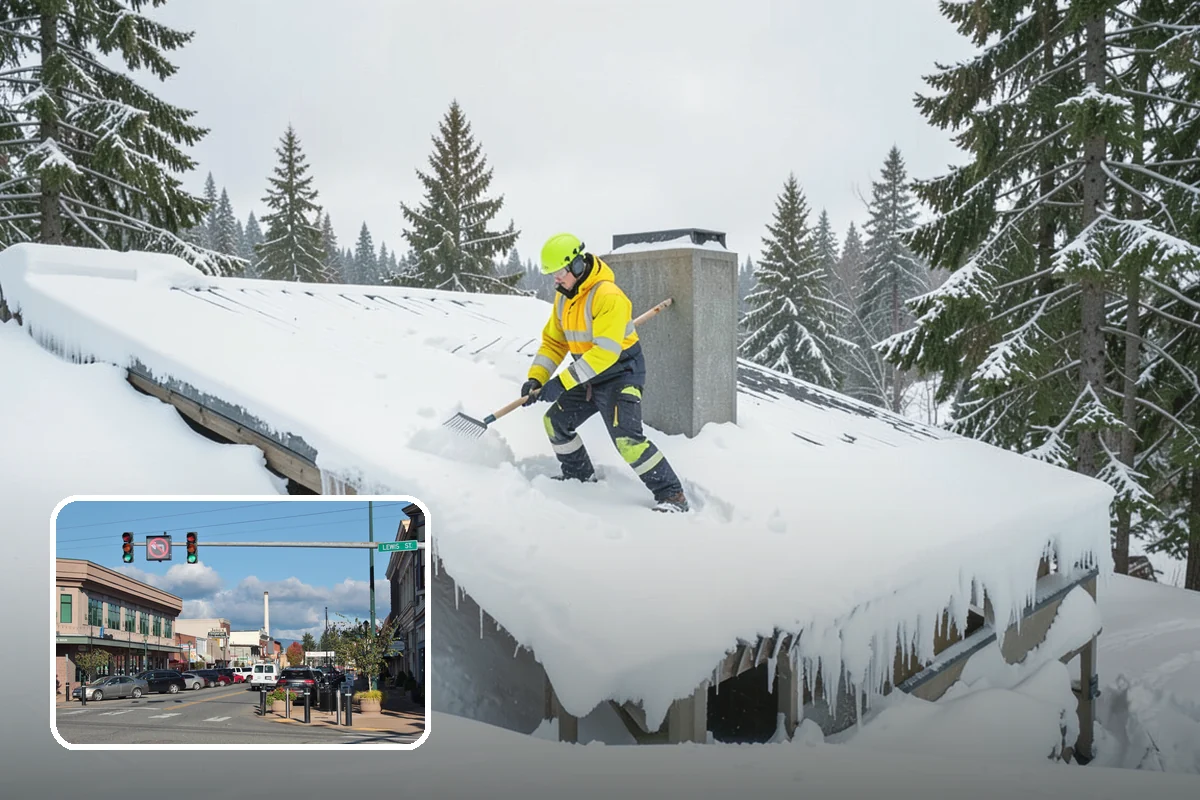 Roof Access Snow Clearing in Monroe, Snohomish County, WA - Keeps rooftop equipment serviceable through winter