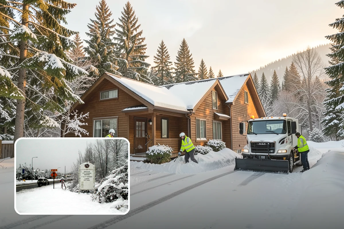 Roof Access Snow Clearing in Newcastle, King County, WA - Keeps rooftop equipment serviceable through winter