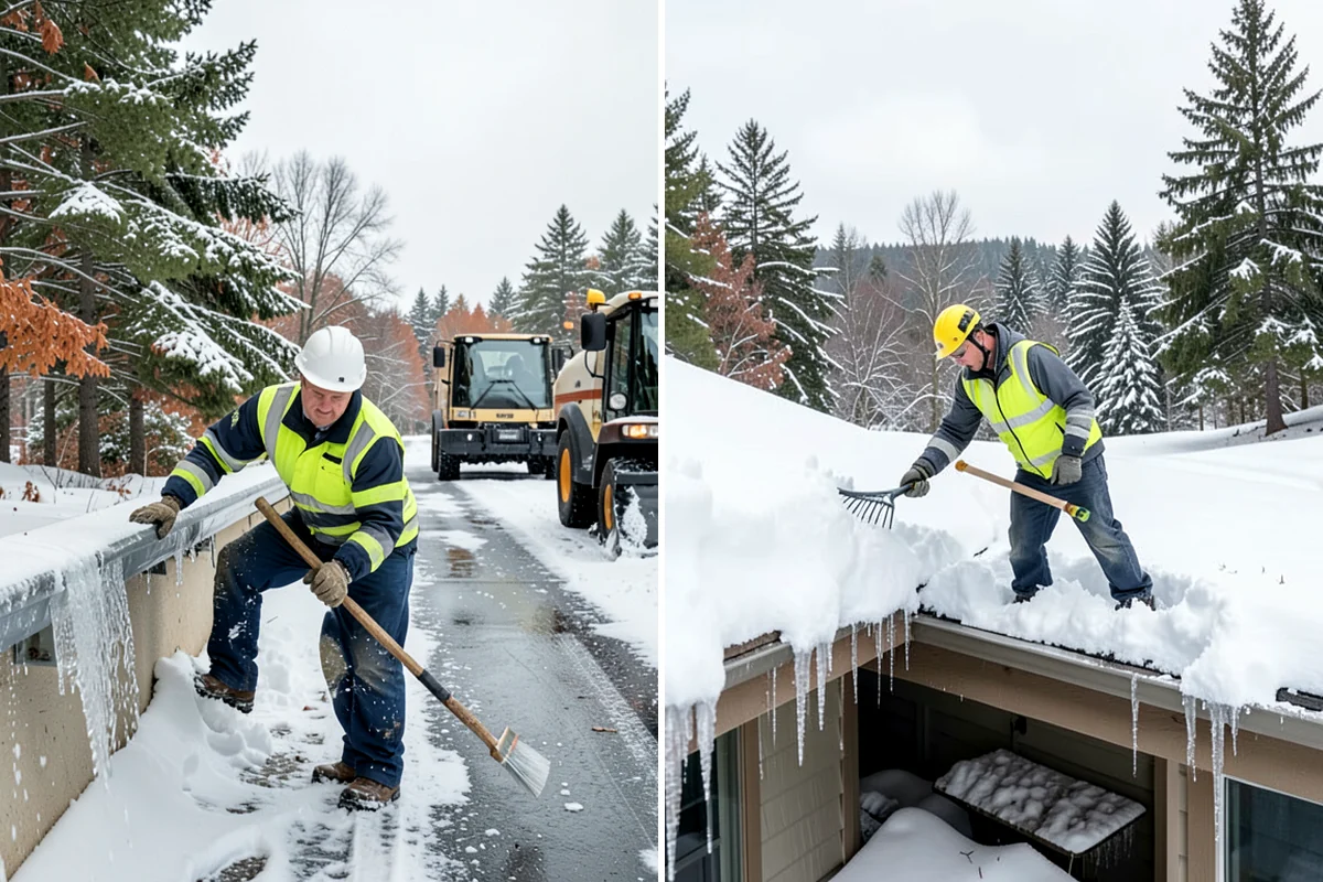 Roof Access Snow Clearing in Pacific, King County, WA - We assess the access route, ladder, and hatch condition