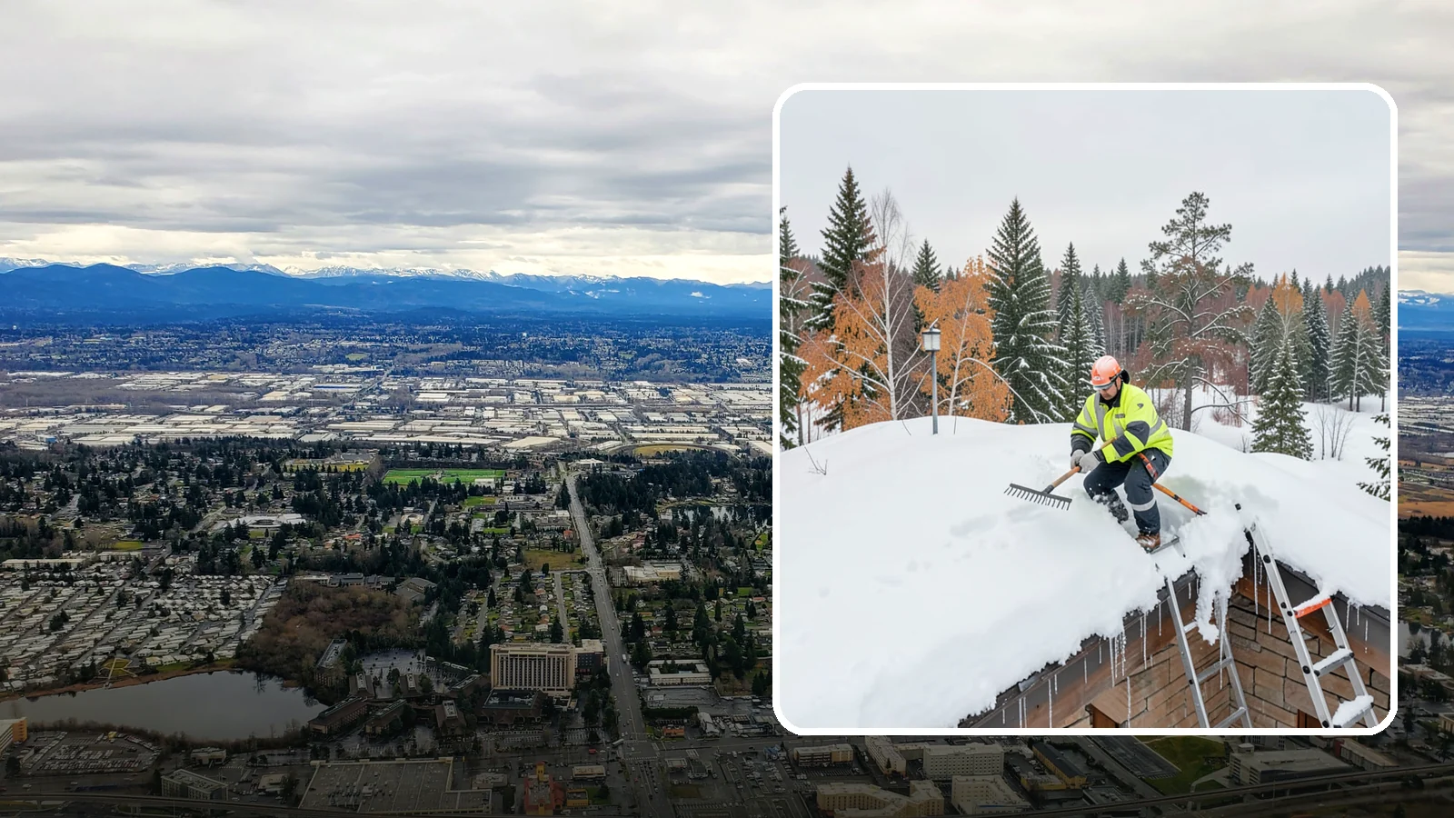 Roof Access Snow Clearing in SeaTac, King County, WA - We clear snow from rooftop access points, ladders, and hatches so maintenance and emergency crews can safely reach equipment...