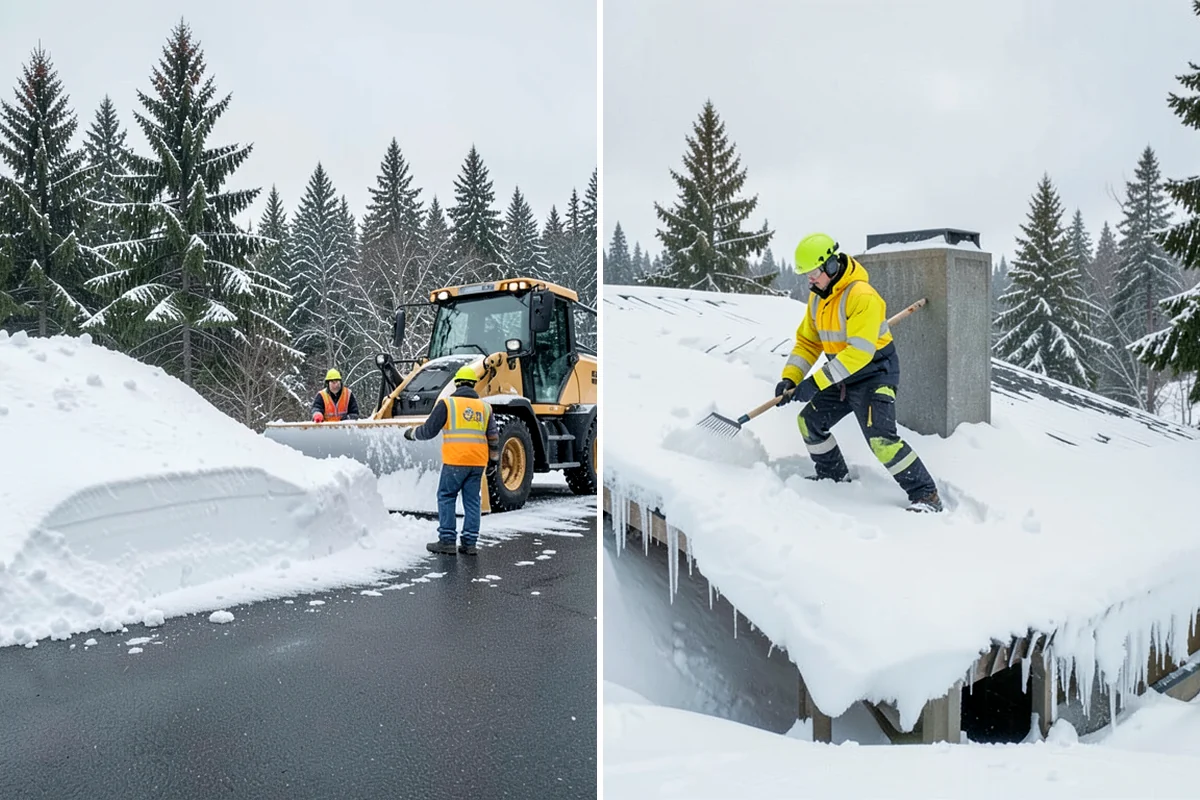 Roof Access Snow Clearing in SeaTac, King County, WA - We assess the access route, ladder, and hatch condition