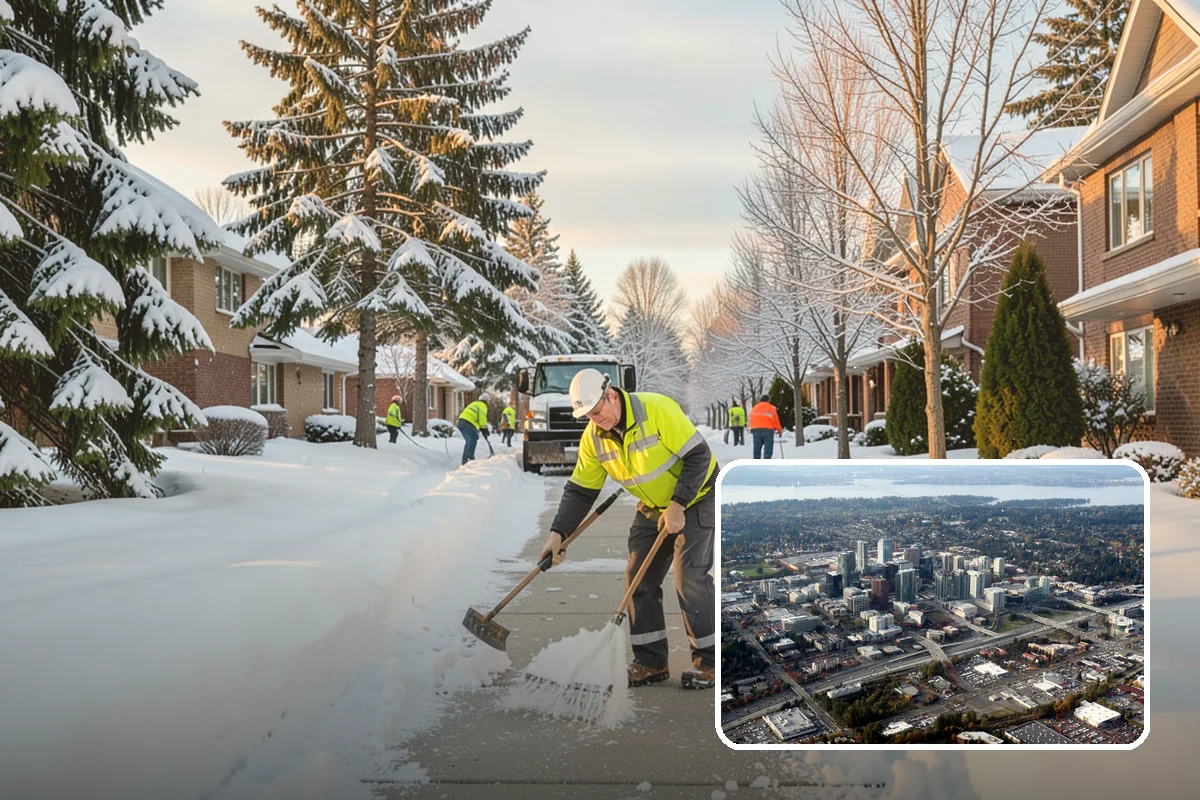 Roof Edge Clearing in Bellevue, King County, WA - Removes falling-snow and icicle hazards over entrances