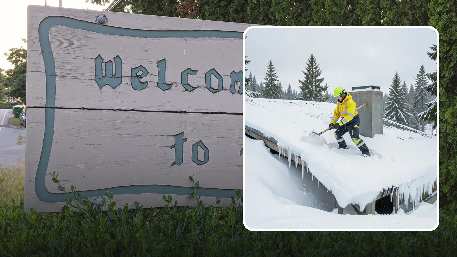 Roof Edge Clearing in Brier, Snohomish County, WA - We clear the roof edge and overhang zone where snow and ice concentrate above walkways and entrances.