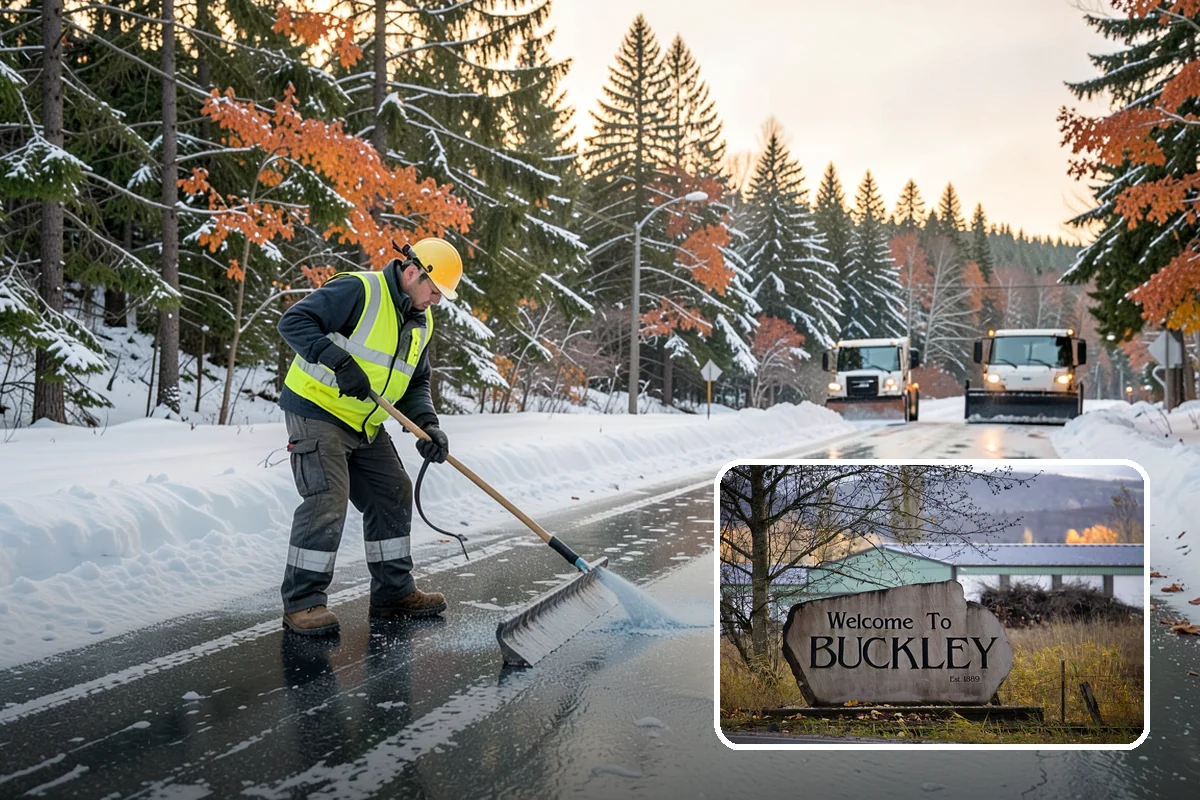 Roof Edge Clearing in Buckley, Pierce County, WA - Removes falling-snow and icicle hazards over entrances