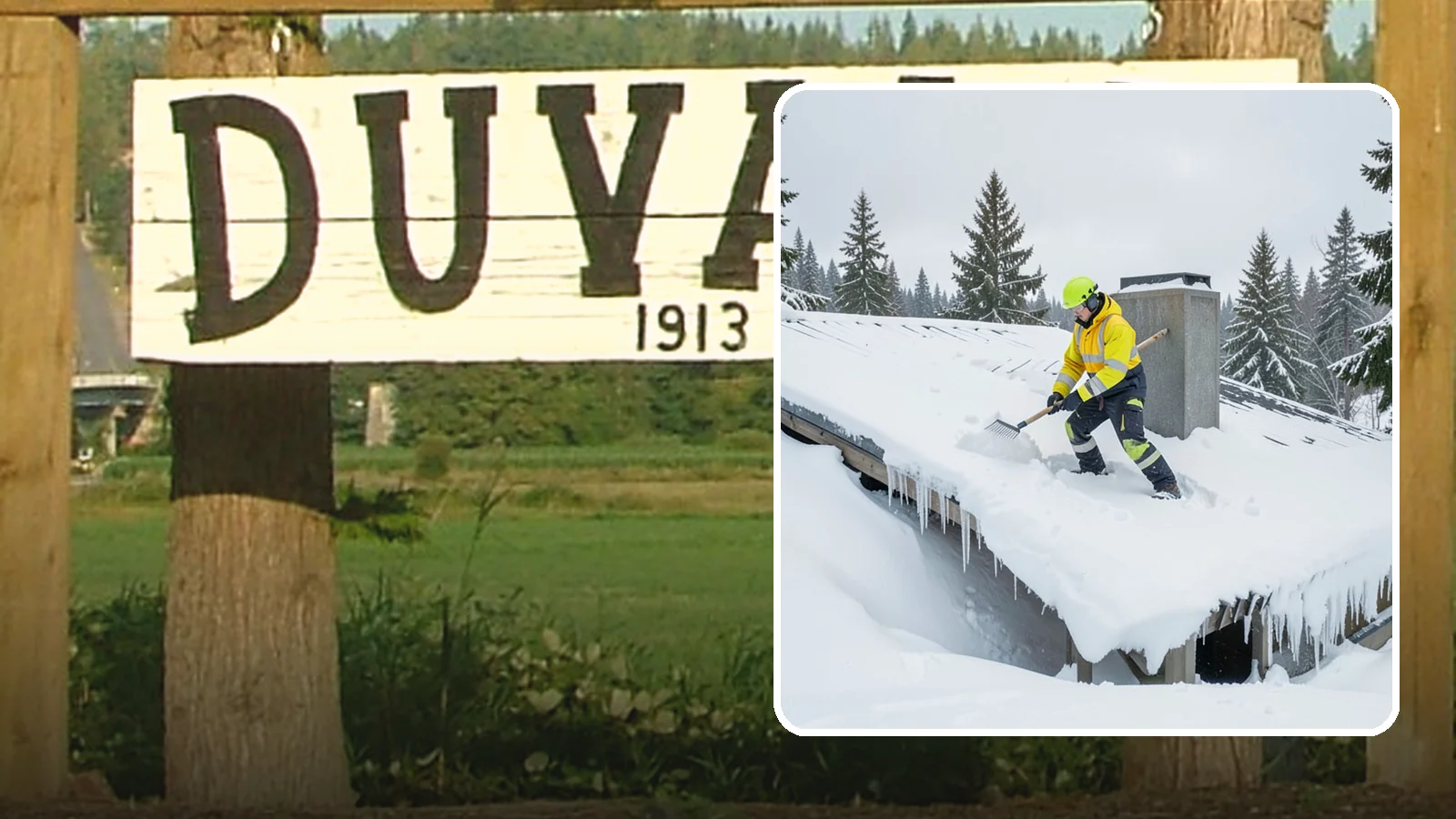 Roof Edge Clearing in Duvall, King County, WA - We clear the roof edge and overhang zone where snow and ice concentrate above walkways and entrances.