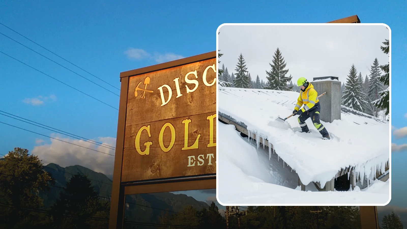 Roof Edge Clearing in Gold Bar, Snohomish County, WA - We clear the roof edge and overhang zone where snow and ice concentrate above walkways and entrances.
