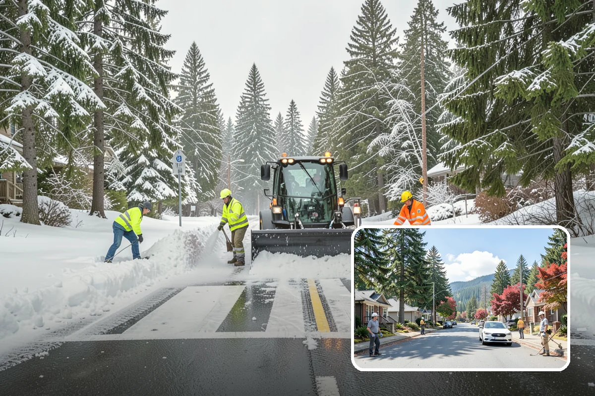 Roof Edge Clearing in Hunts Point, King County, WA - Removes falling-snow and icicle hazards over entrances