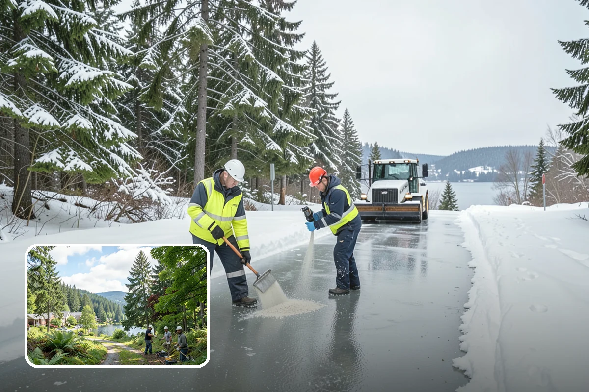 Roof Edge Clearing in Lake Forest Park, King County, WA - Removes falling-snow and icicle hazards over entrances