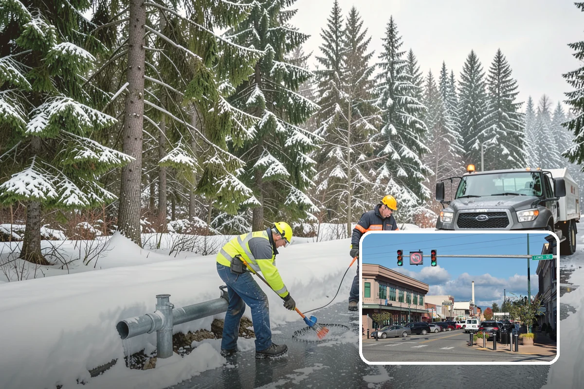 Roof Edge Clearing in Monroe, Snohomish County, WA - Removes falling-snow and icicle hazards over entrances