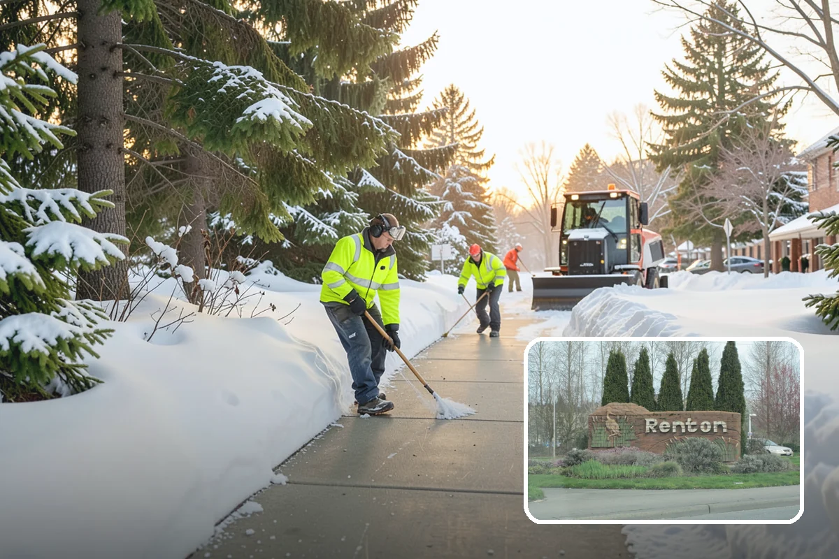 Roof Edge Clearing in Renton, King County, WA - Removes falling-snow and icicle hazards over entrances