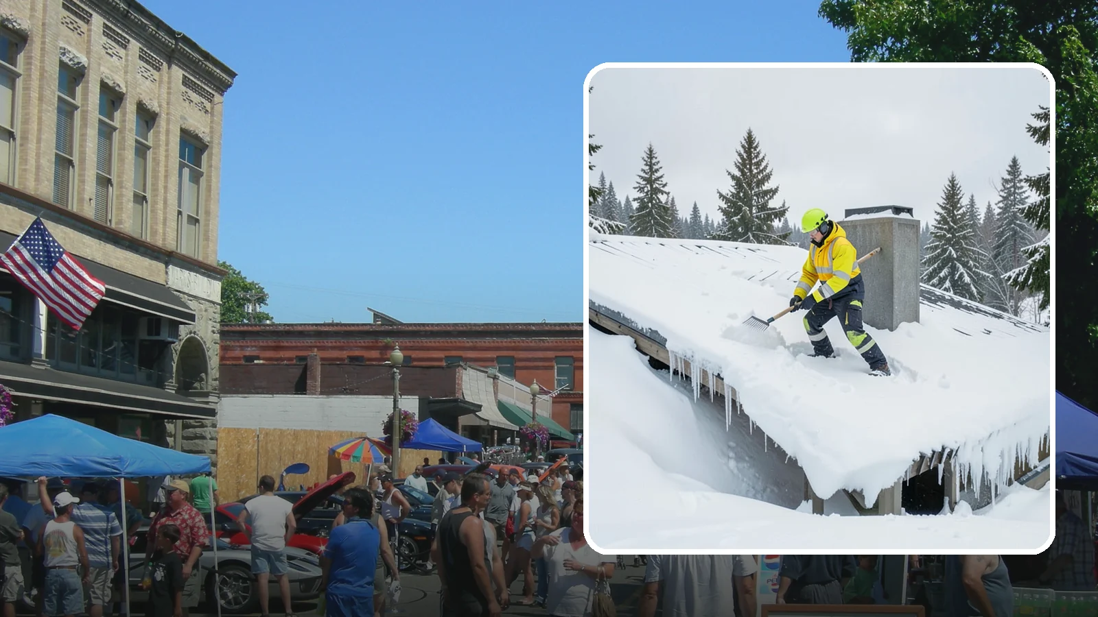 Roof Edge Clearing in Snohomish, Snohomish County, WA - We clear the roof edge and overhang zone where snow and ice concentrate above walkways and entrances.