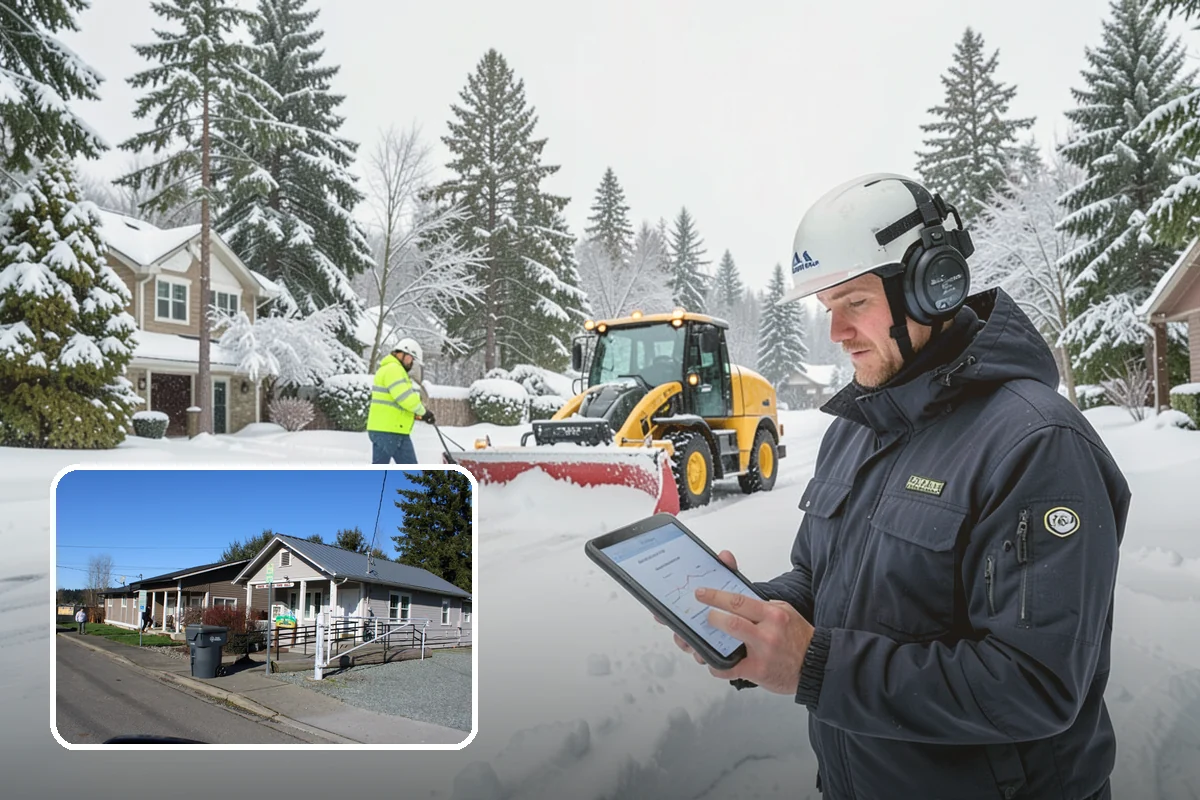 Roof Edge Clearing in South Prairie, Pierce County, WA - Removes falling-snow and icicle hazards over entrances